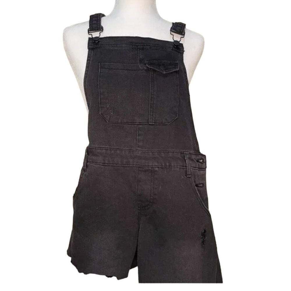 NWT TILLY'S RSQ Black Denim Shortalls - size 3/w 26